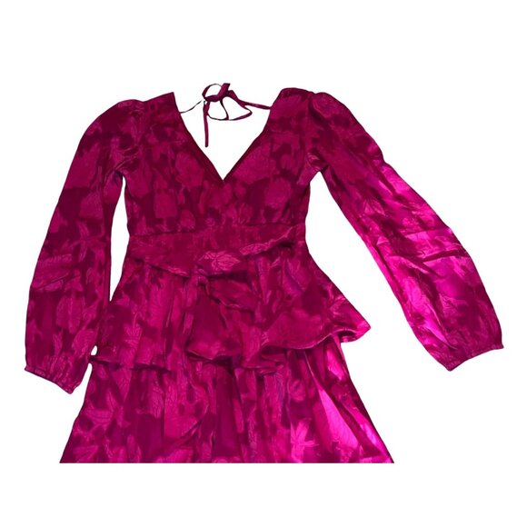 Band of the Free NWT Kiss Me Fuchsia Peplum Mini Dress Sz Medium Fuschia Pink - Picture 13 of 14